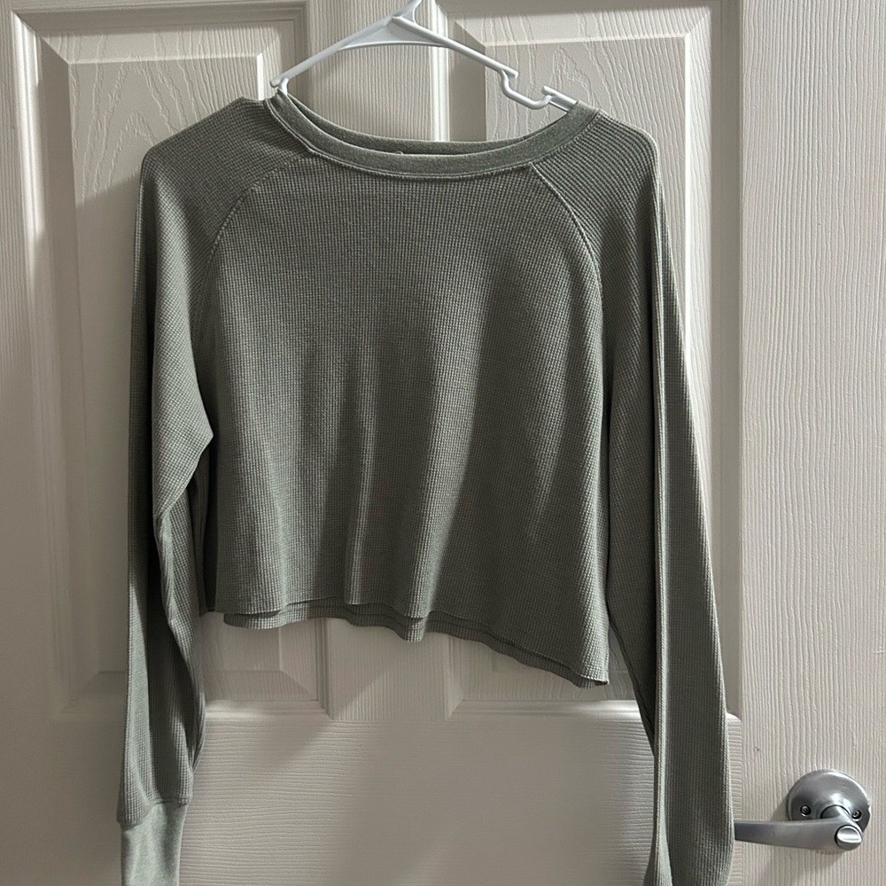 Waffle sweater, cropped